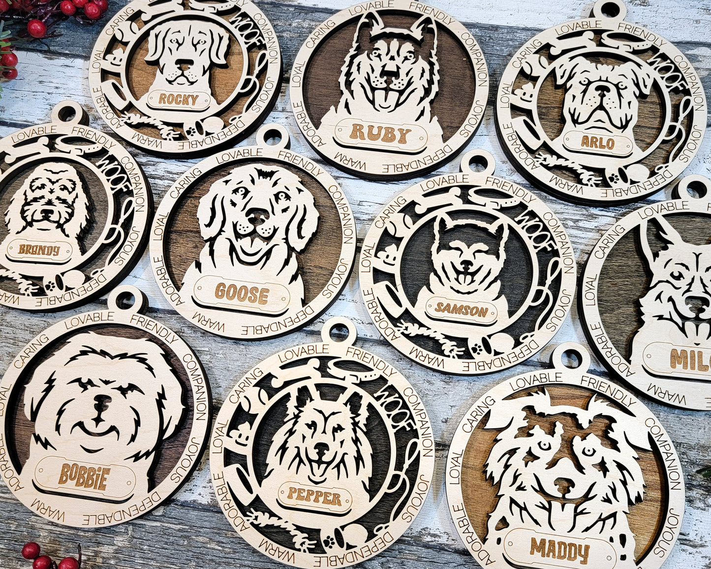 Wooden Dog Ornaments