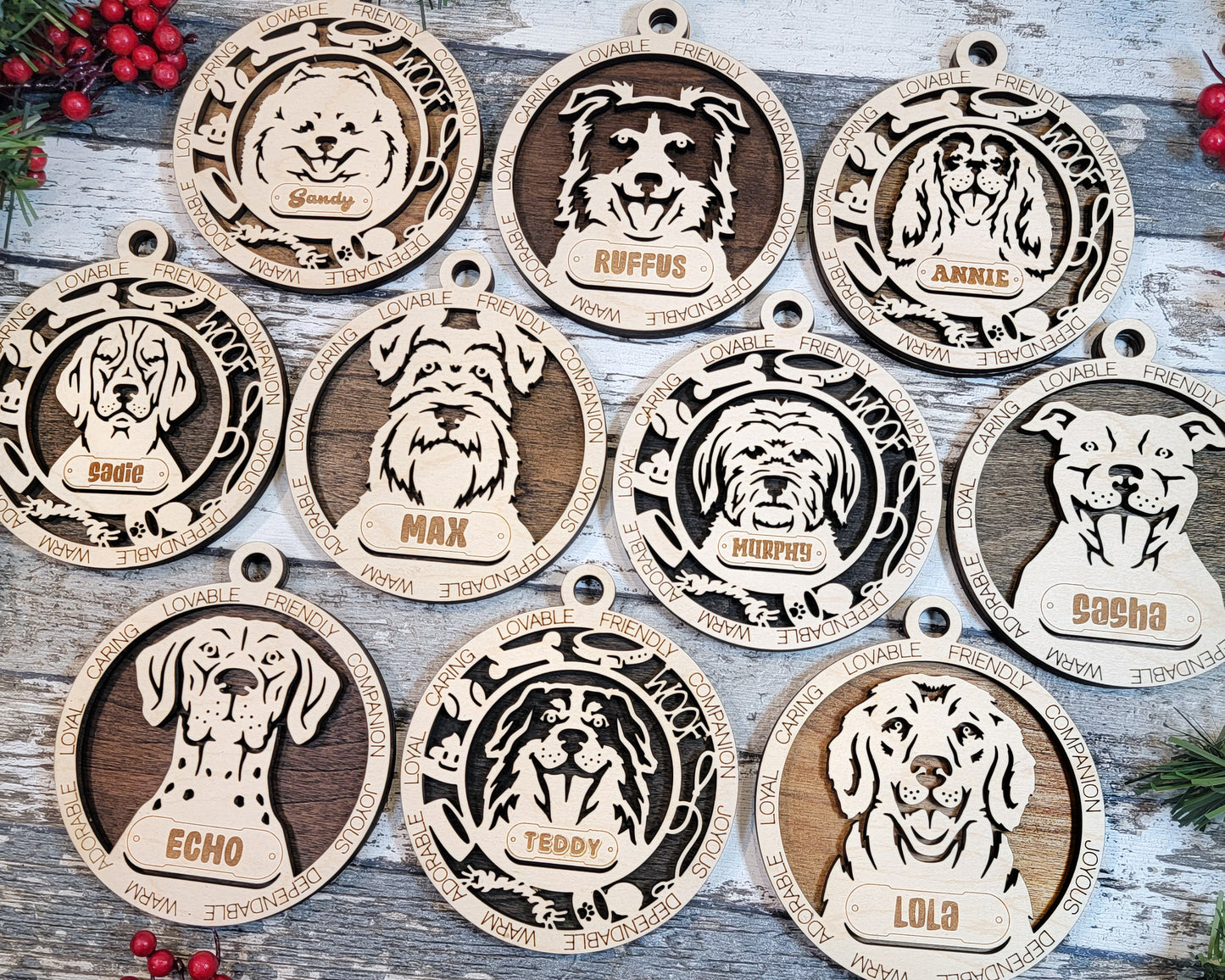 Wooden Dog Ornaments