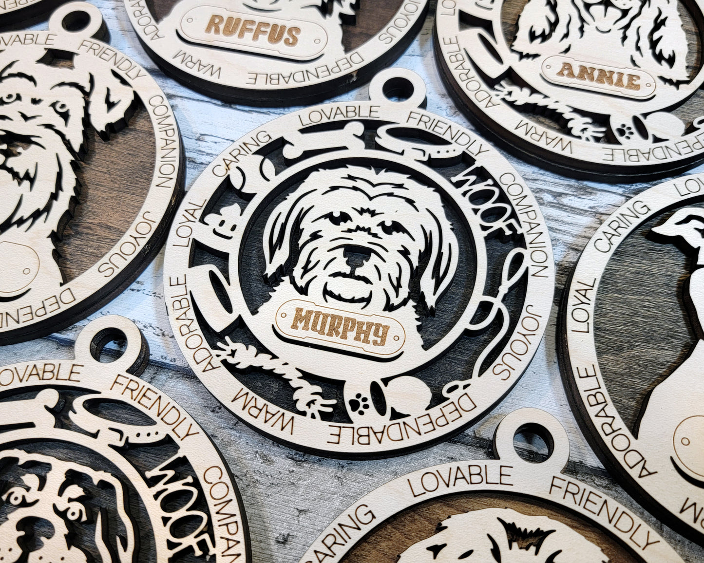Wooden Dog Ornaments
