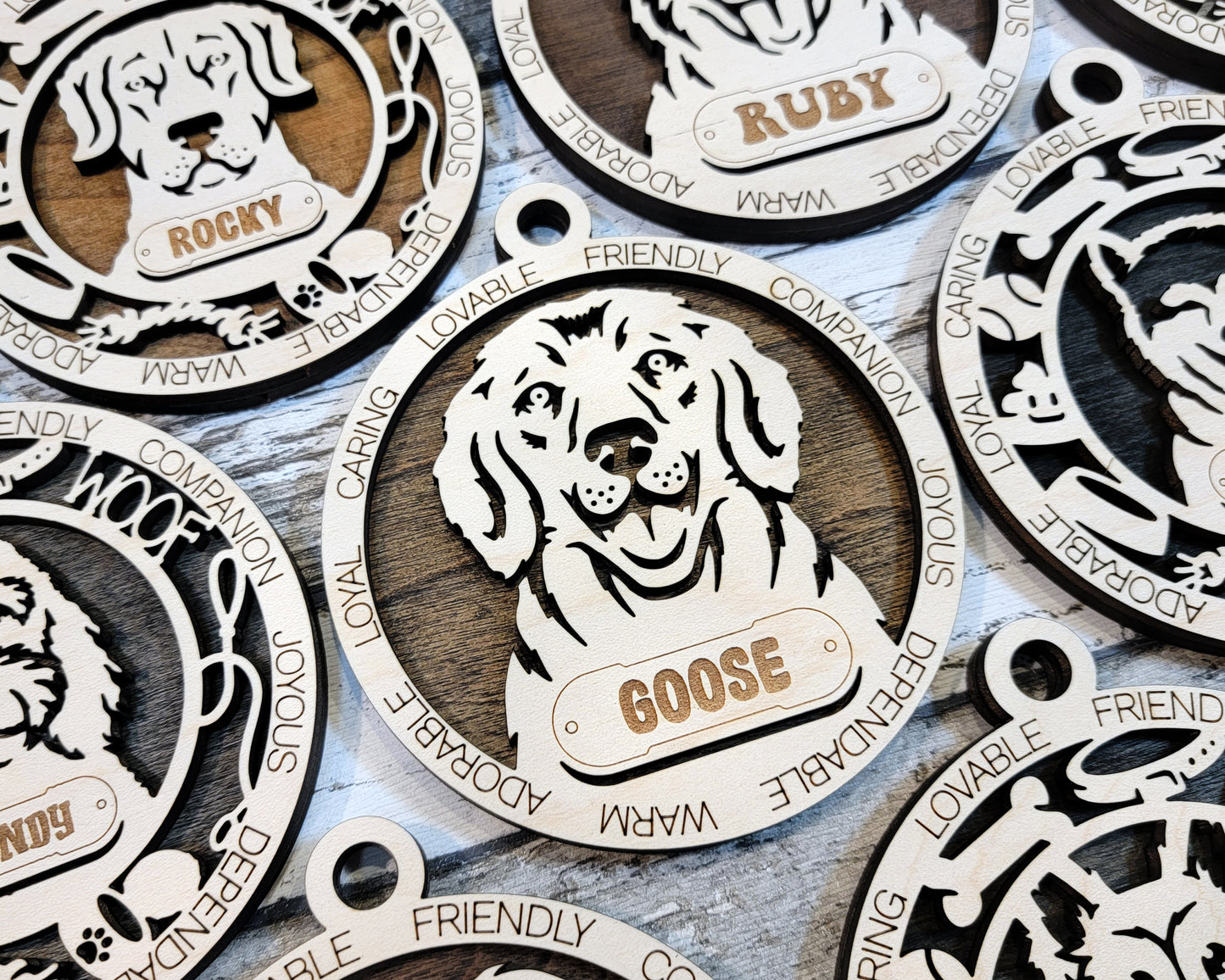 Wooden Dog Ornaments