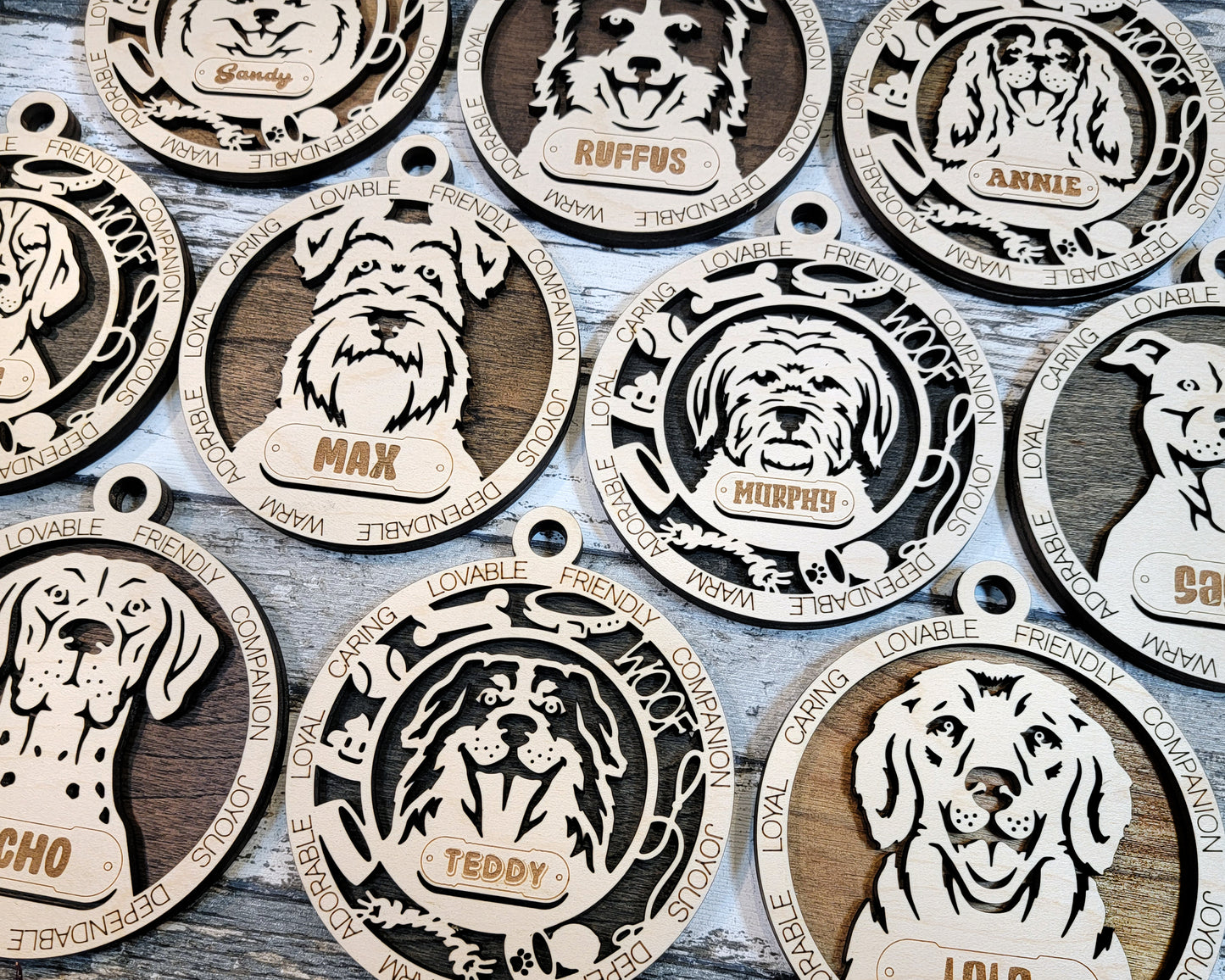 Wooden Dog Ornaments
