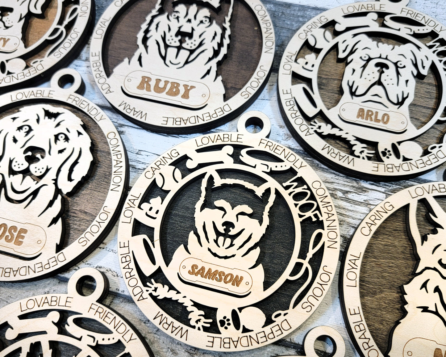 Wooden Dog Ornaments