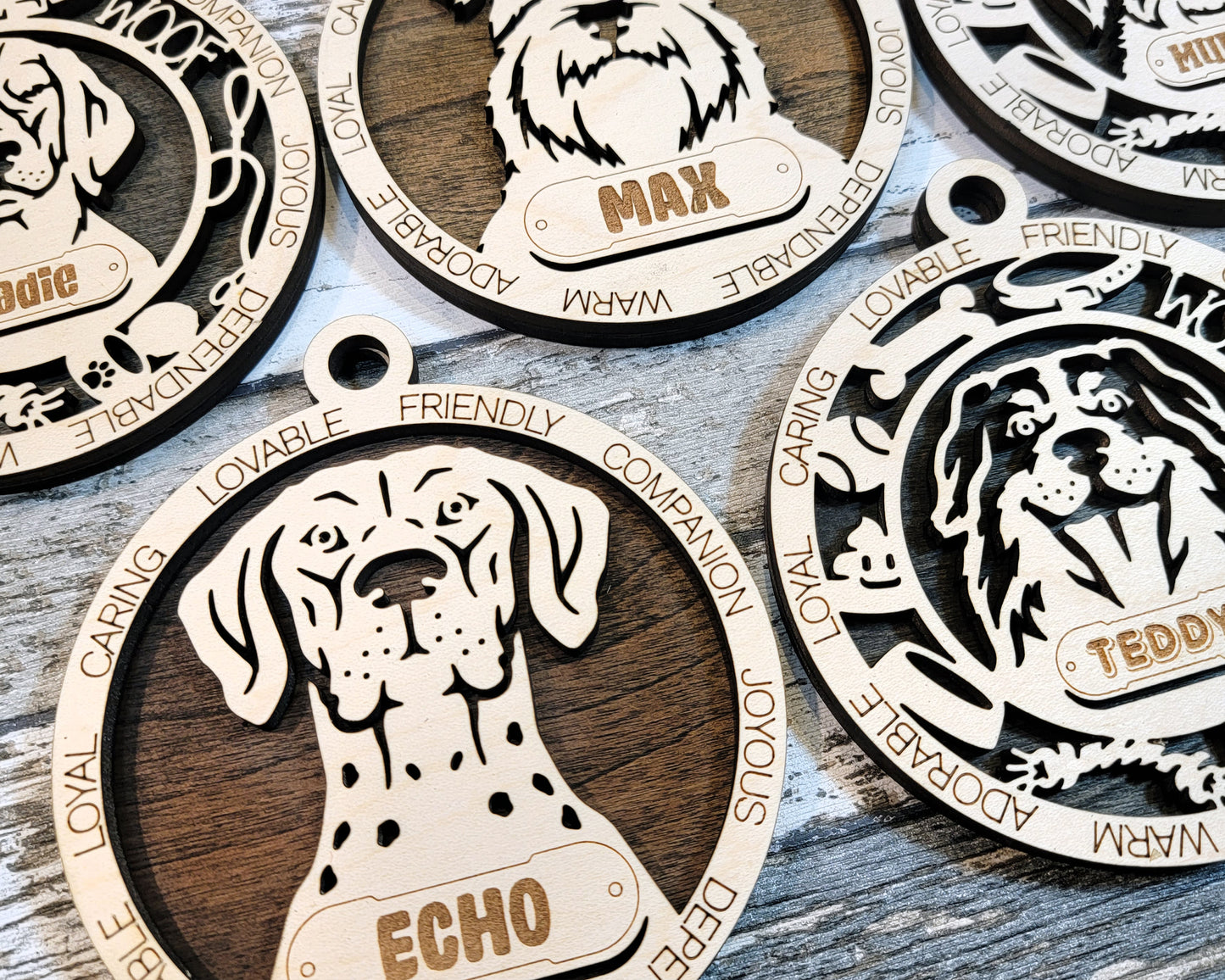 Wooden Dog Ornaments