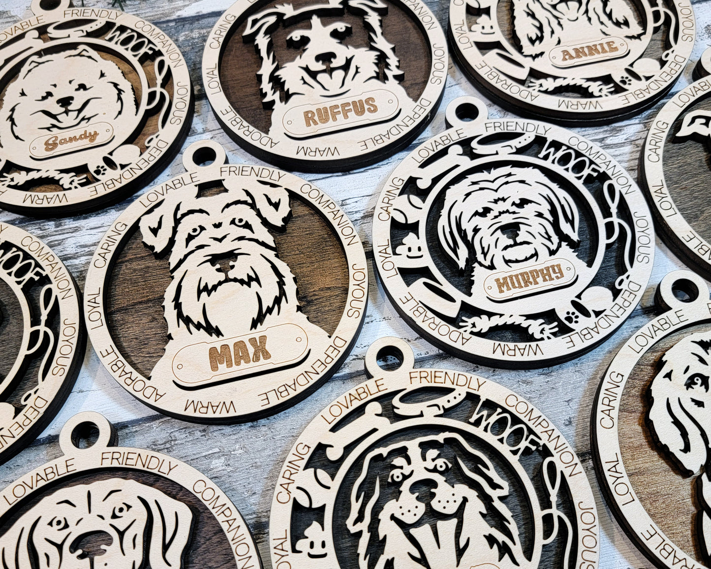 Wooden Dog Ornaments