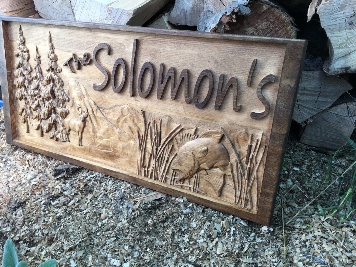 Cabin Sign, Mountains, Deer, Fish, Cabin Decor, Cabin Signs, Mountain Life, Wood Sign, Hunting Cabin, Log Cabin, Country Decor, Country Sign