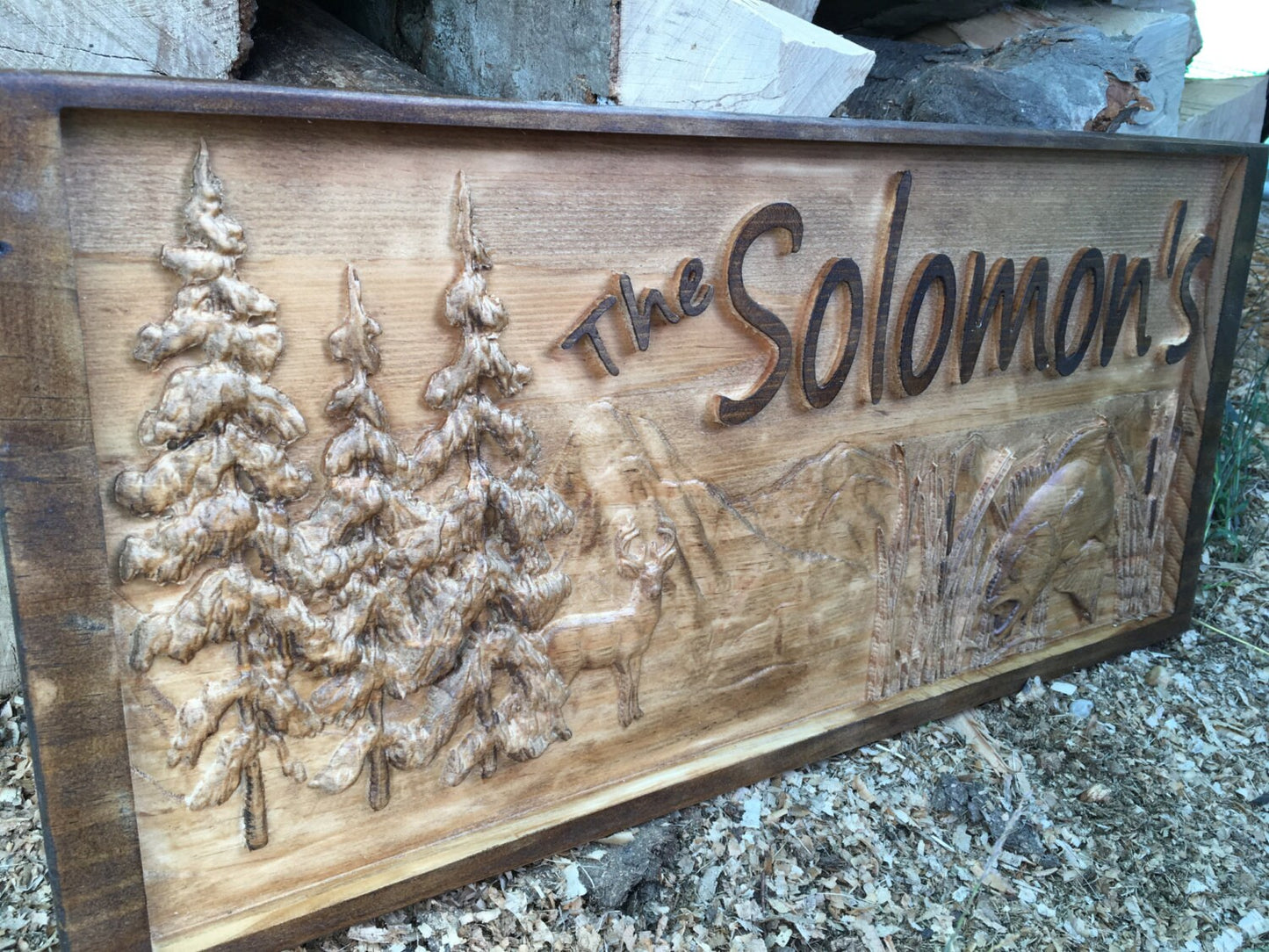 Cabin Sign, Mountains, Deer, Fish, Cabin Decor, Cabin Signs, Mountain Life, Wood Sign, Hunting Cabin, Log Cabin, Country Decor, Country Sign