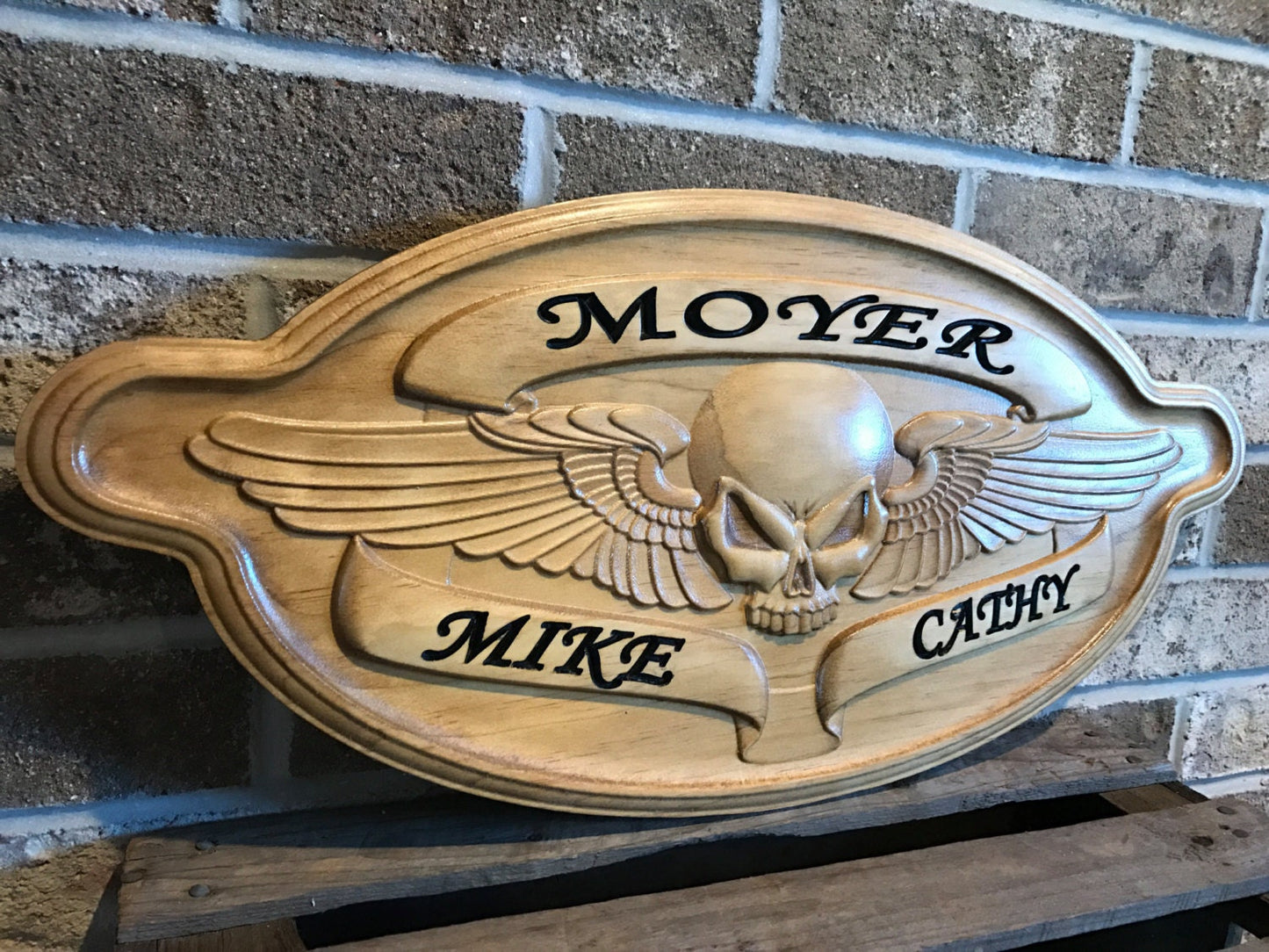 Personalized Motorcycle Skull Sign Custom Gift for him Man Cave Sign Harley Davidson Biker Distressed Rustic Wood Sign Wooden Sign Decor