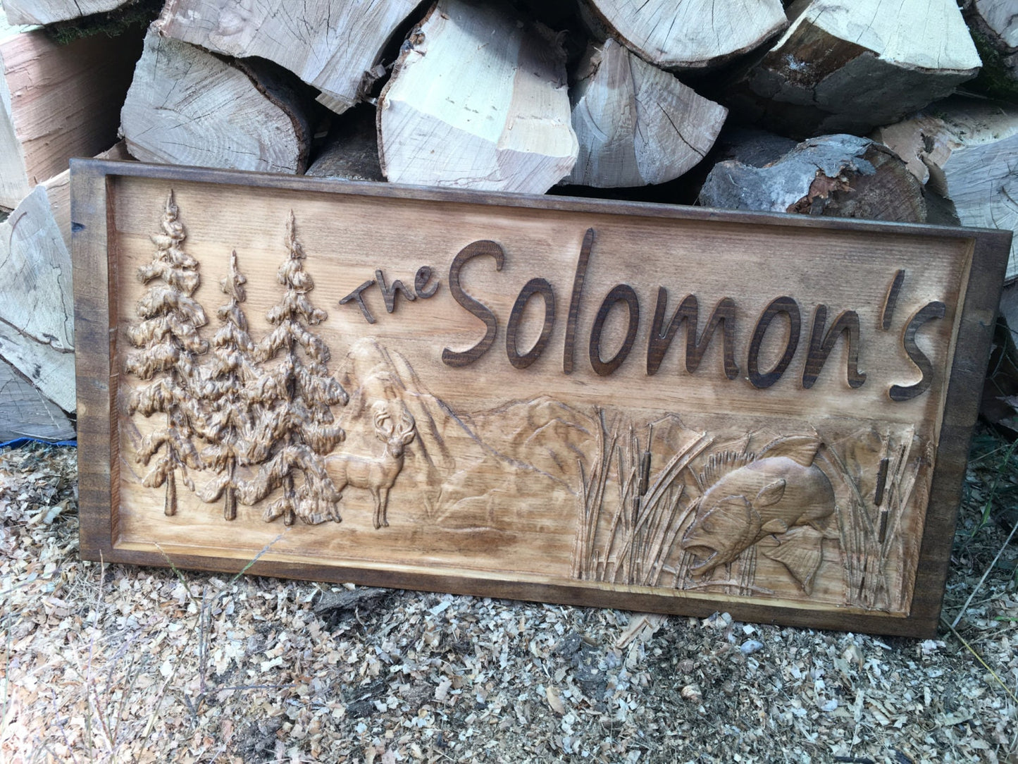 Cabin Sign, Mountains, Deer, Fish, Cabin Decor, Cabin Signs, Mountain Life, Wood Sign, Hunting Cabin, Log Cabin, Country Decor, Country Sign