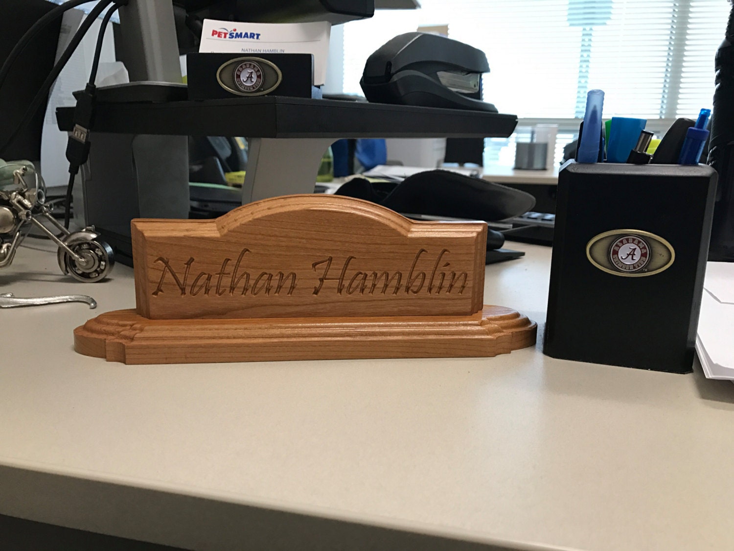 Desk Name Plate, Custom Name Sign, Personalized Wood Desk Name