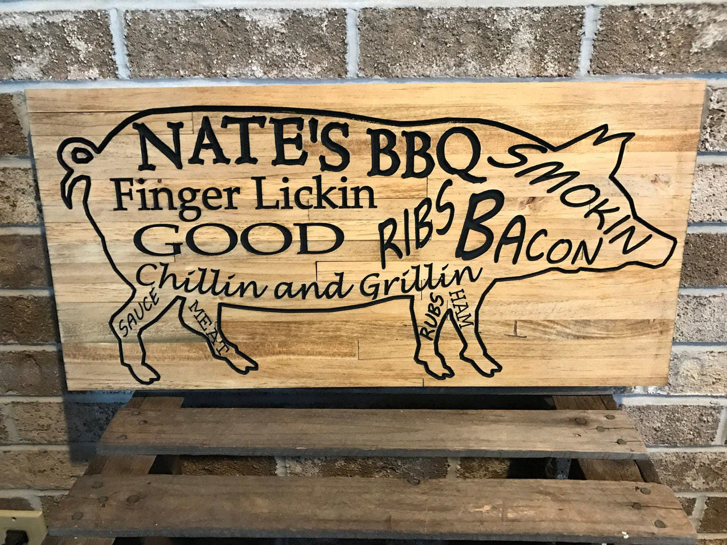 BBQ Sign, BBQ Theme, BBQ Decor, Barbecue Sign, Summer Time, Backyard, Fathers Day, Grill Master, Man Cave Sign, Gift for Dad, Rustic Sign