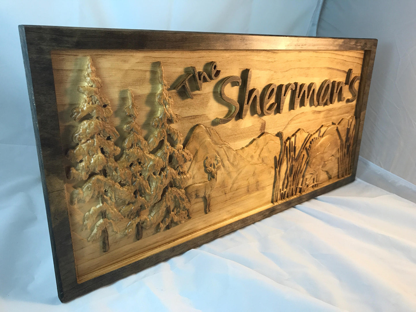Cabin Sign, Mountains, Deer, Fish, Cabin Decor, Cabin Signs, Mountain Life, Wood Sign, Hunting Cabin, Log Cabin, Country Decor, Country Sign