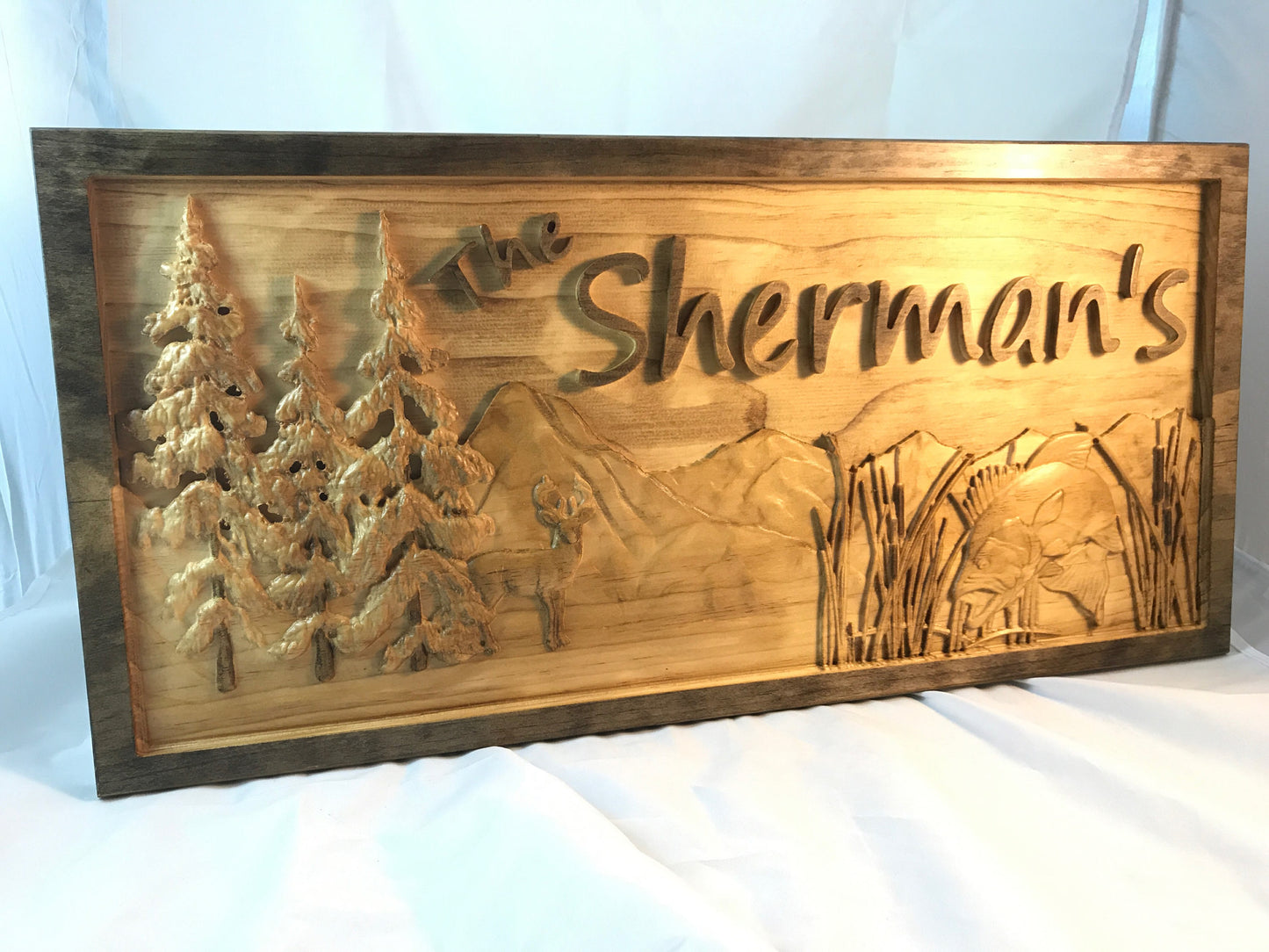 Cabin Sign, Mountains, Deer, Fish, Cabin Decor, Cabin Signs, Mountain Life, Wood Sign, Hunting Cabin, Log Cabin, Country Decor, Country Sign