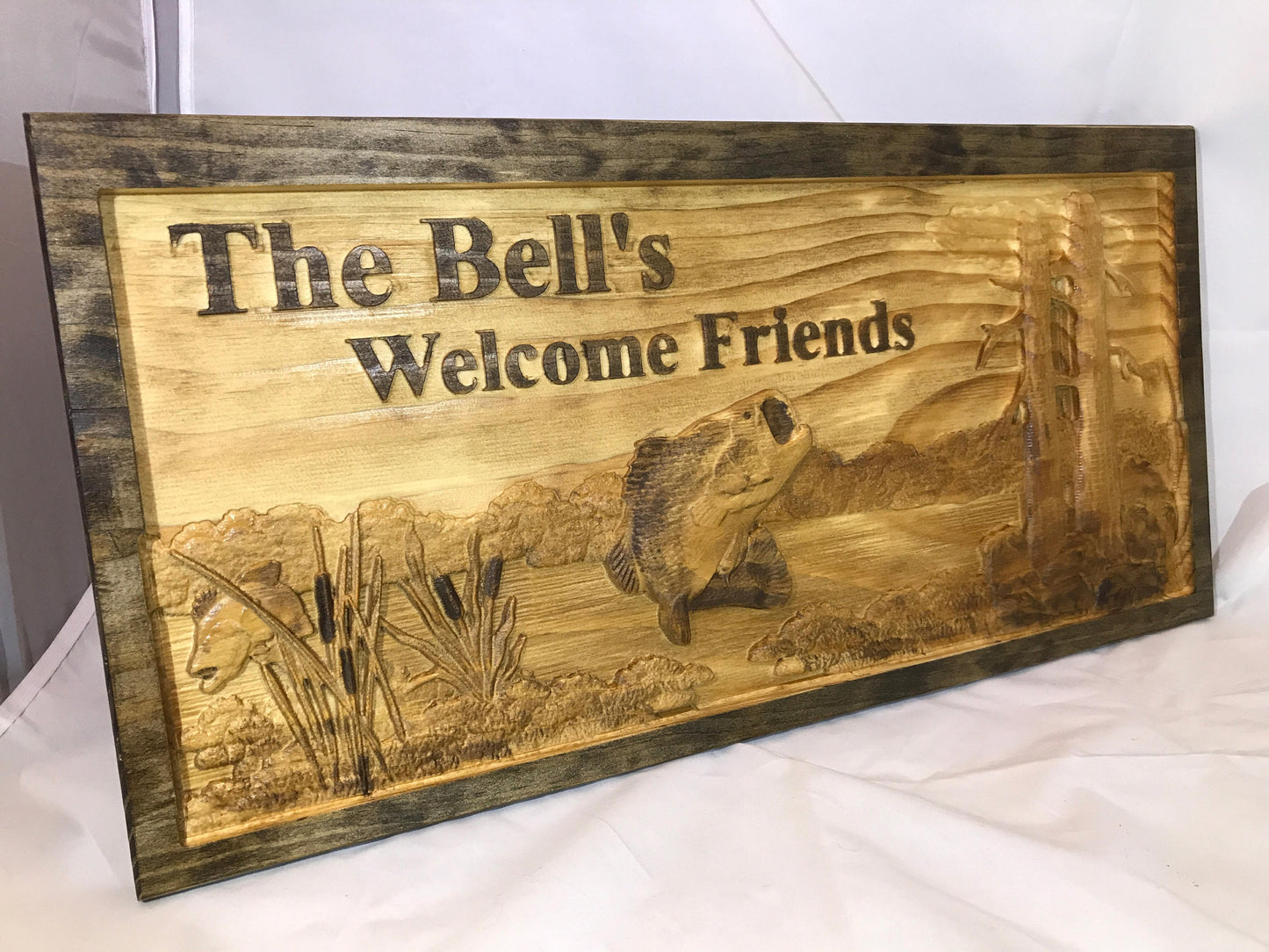 Personalized Fishing Sign Camping Cabin Lake Home Decor Rustic Custom Sign Wood Sign Anniversary Christmas Wedding Birthday Fathers Day