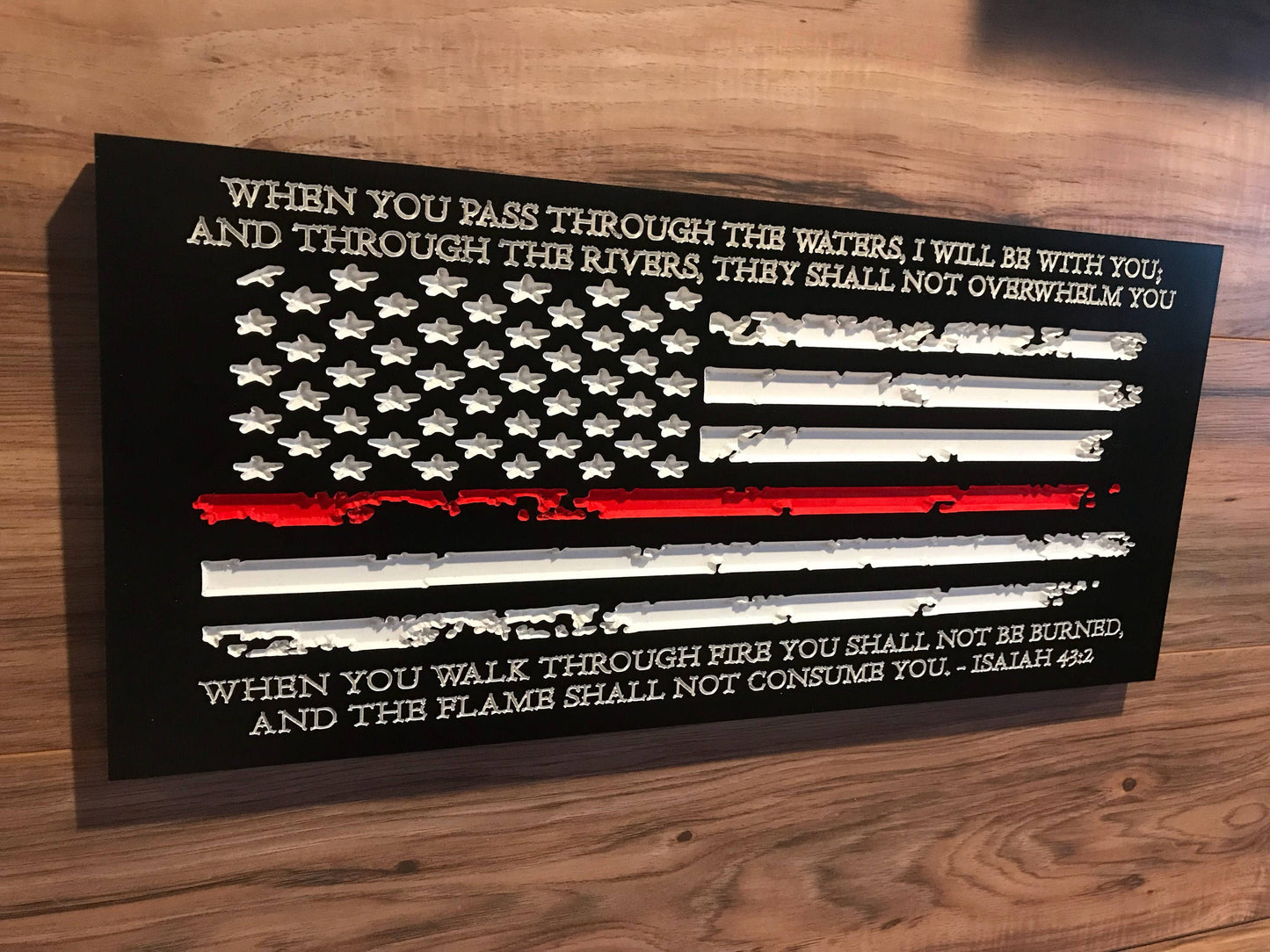 Personalized Firefighter Gift For Him, Custom Sign, Firefighter Sign, Firefighter Decor Thin Red Line American Flag
