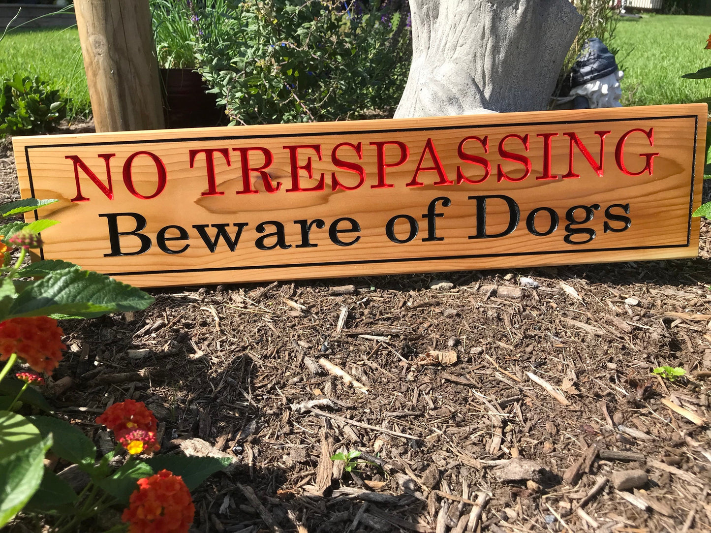 Personalized No Trespassing Beware of Dog Private Property Custom Wood Sign Custom Rustic Family Anniversary Gift Fathers Day Mothers Day