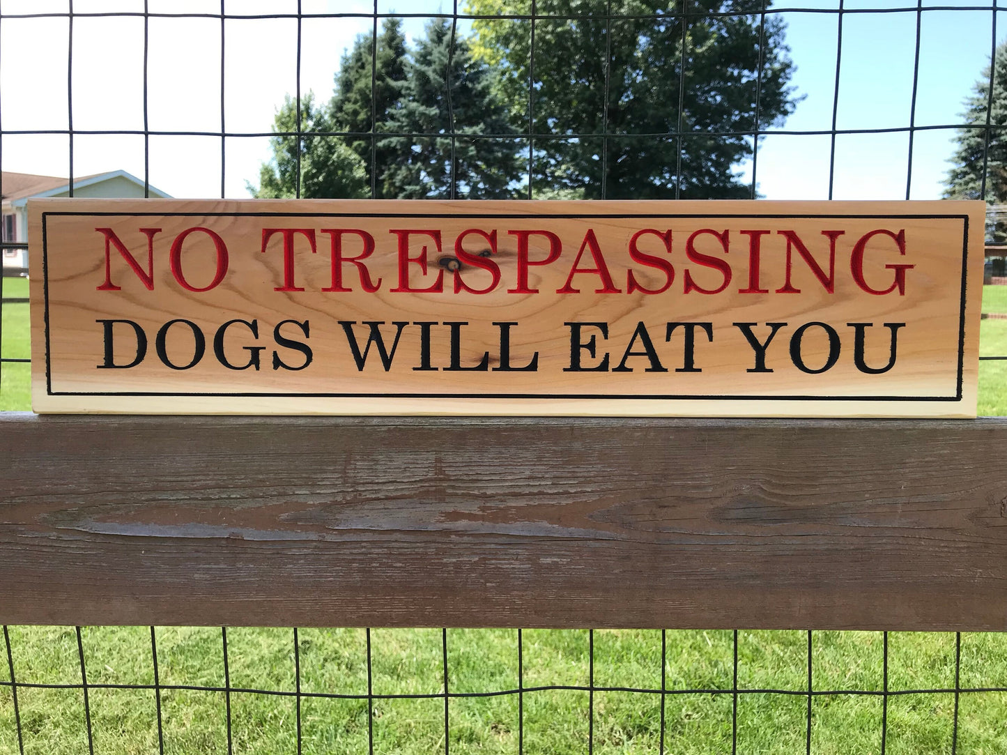 Personalized No Trespassing Beware of Dog Private Property Custom Wood Sign Custom Rustic Family Anniversary Gift Fathers Day Mothers Day