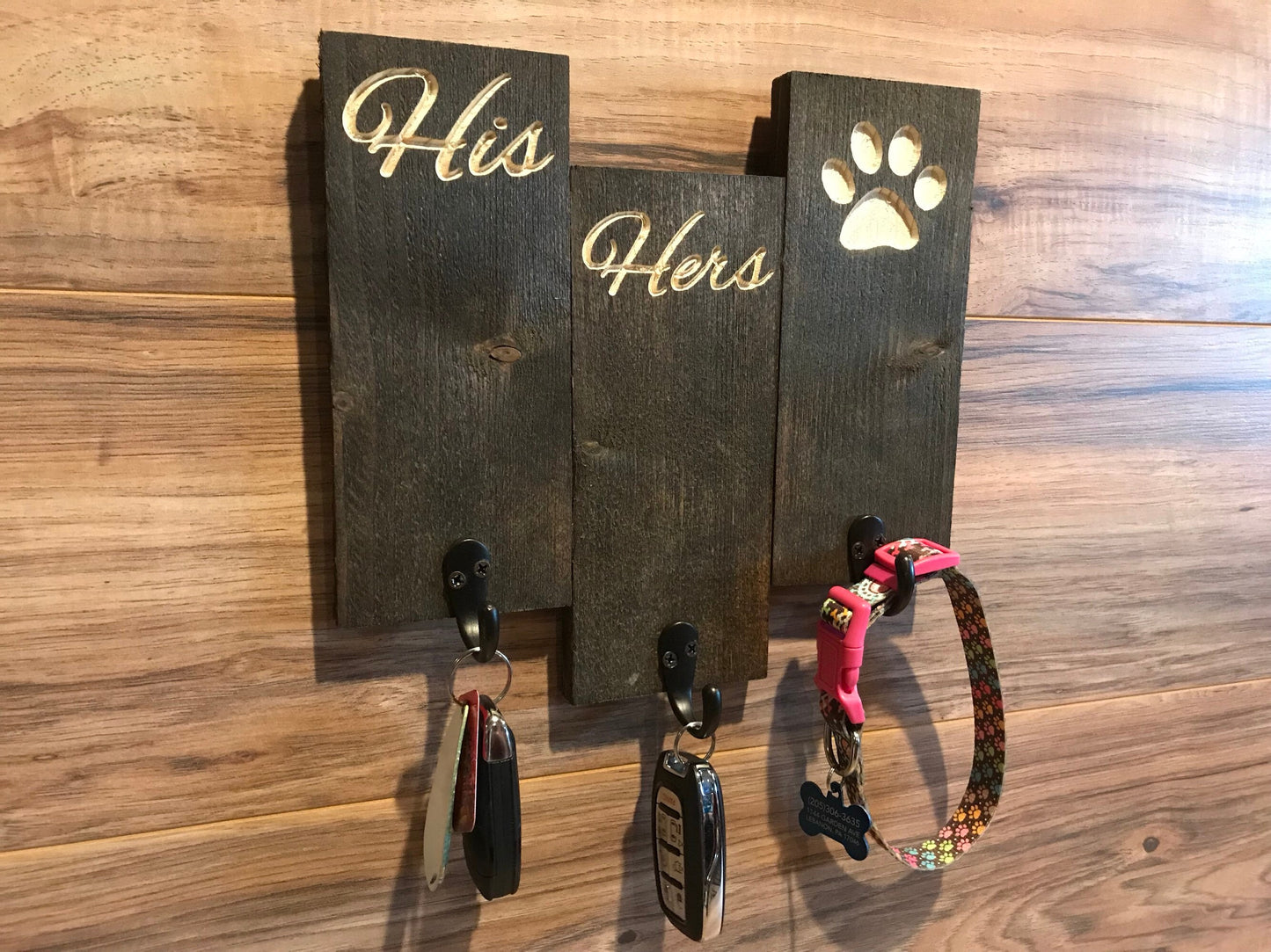 His Hers Dog Key Holder Gift for Her Anniversary Housewarming Custom Sign Home Decor Rustic Farmhouse Shabby Chic Family