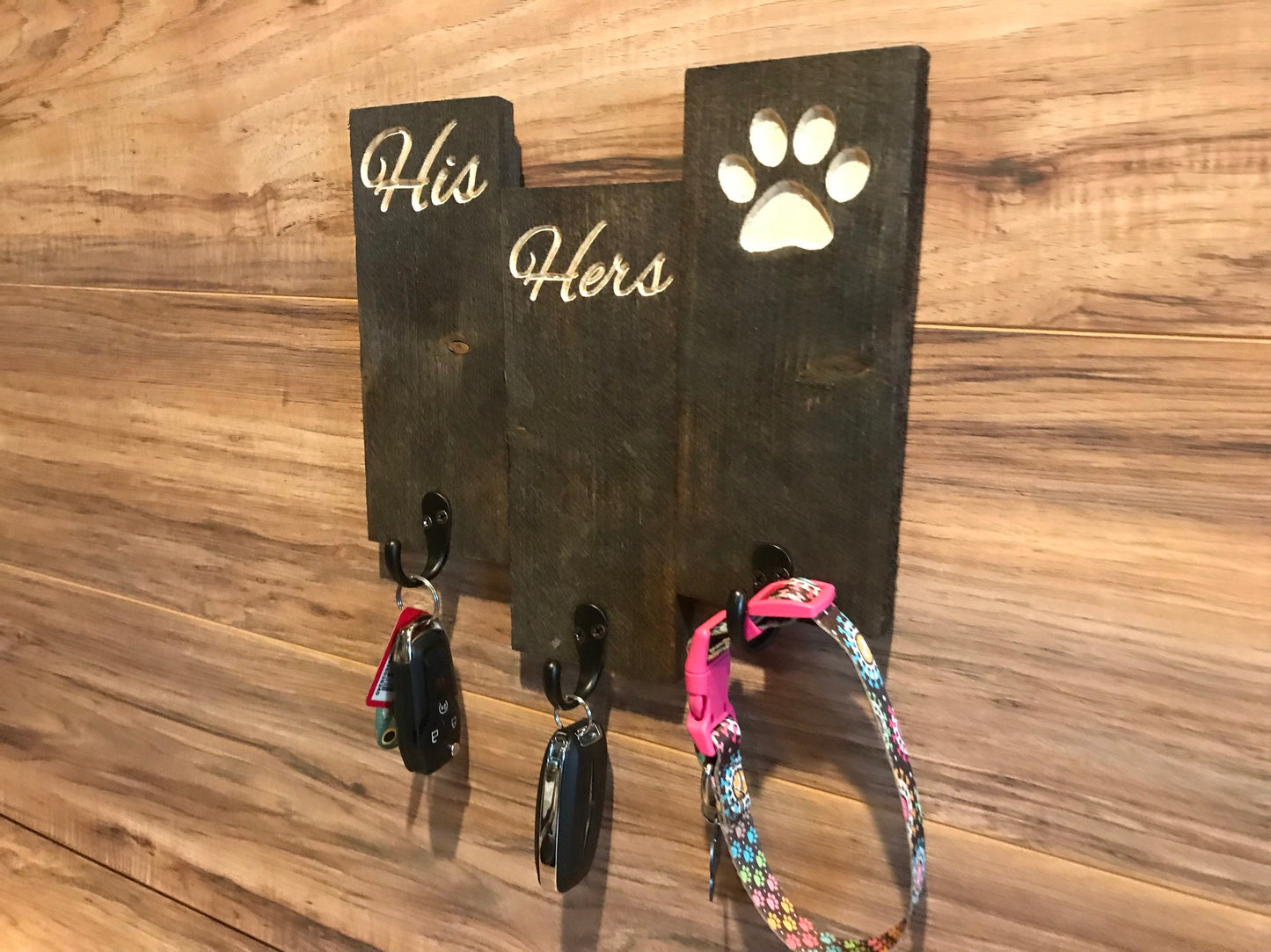 His Hers Dog Key Holder Gift for Her Anniversary Housewarming Custom Sign Home Decor Rustic Farmhouse Shabby Chic Family
