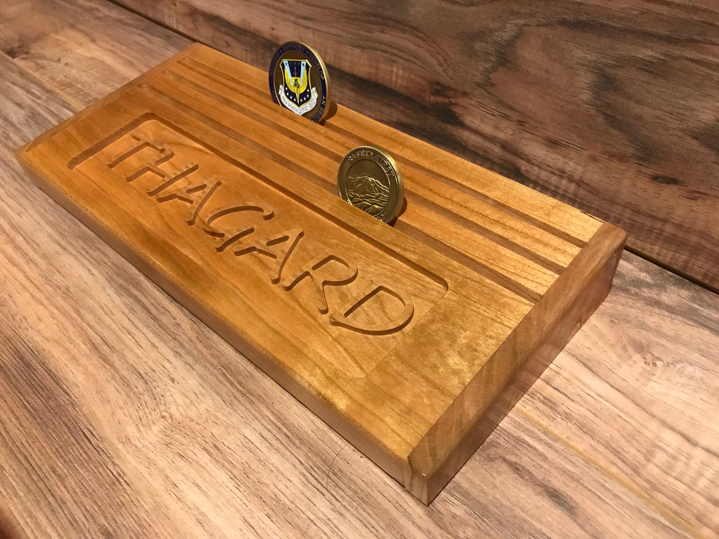 Personalized Military Challenge Coin Holder Army Air Force Marines Navy Graduation Fathers Day Christmas Retirement Engraved Mothers Day