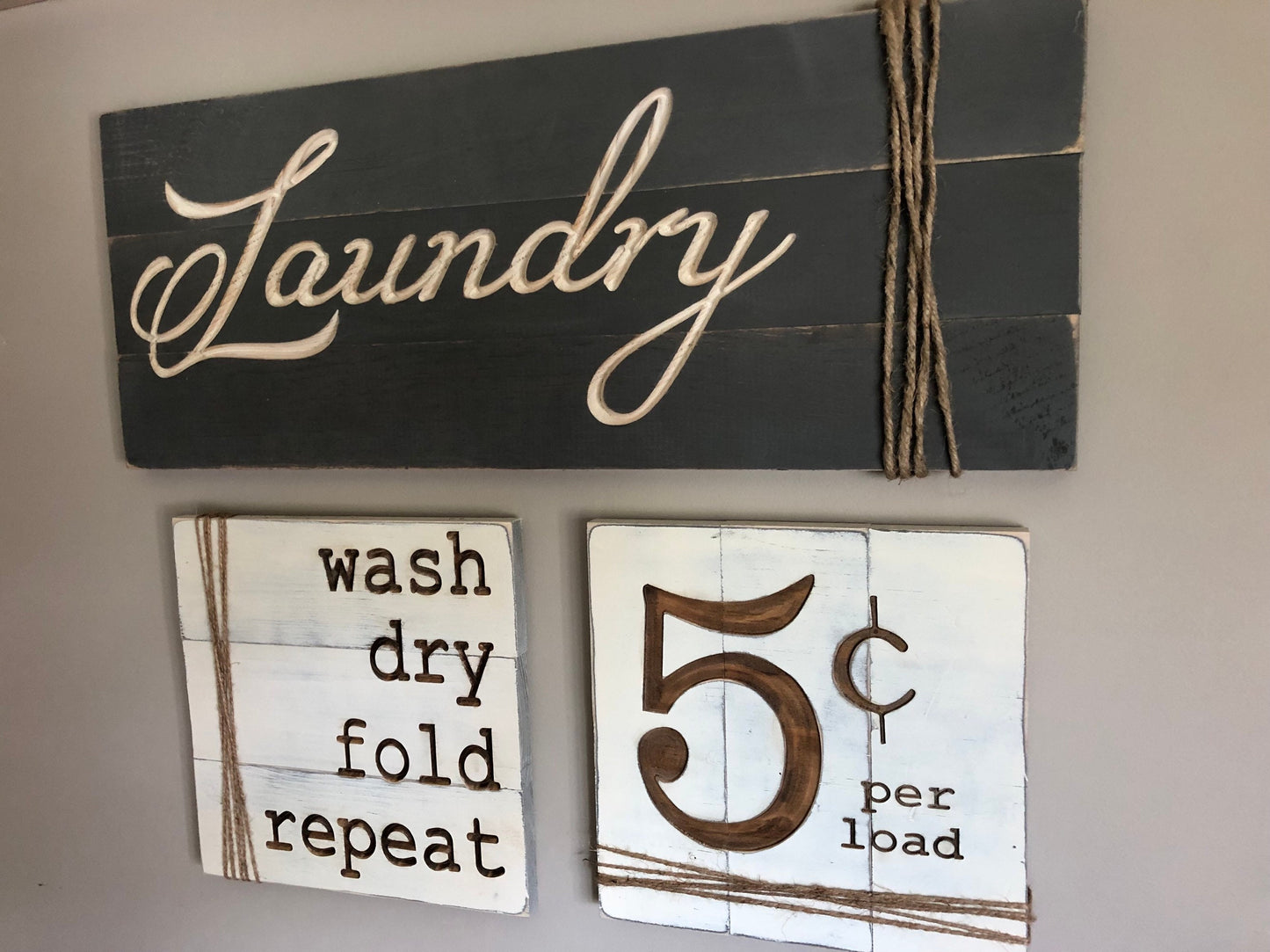 Laundry Room Decor Laundry Room Signs Wash Dry Fold Repeat Rustic Laundry Sign Set Shabby Chic Decor Reclaimed Wood Sign Farmhouse Sign