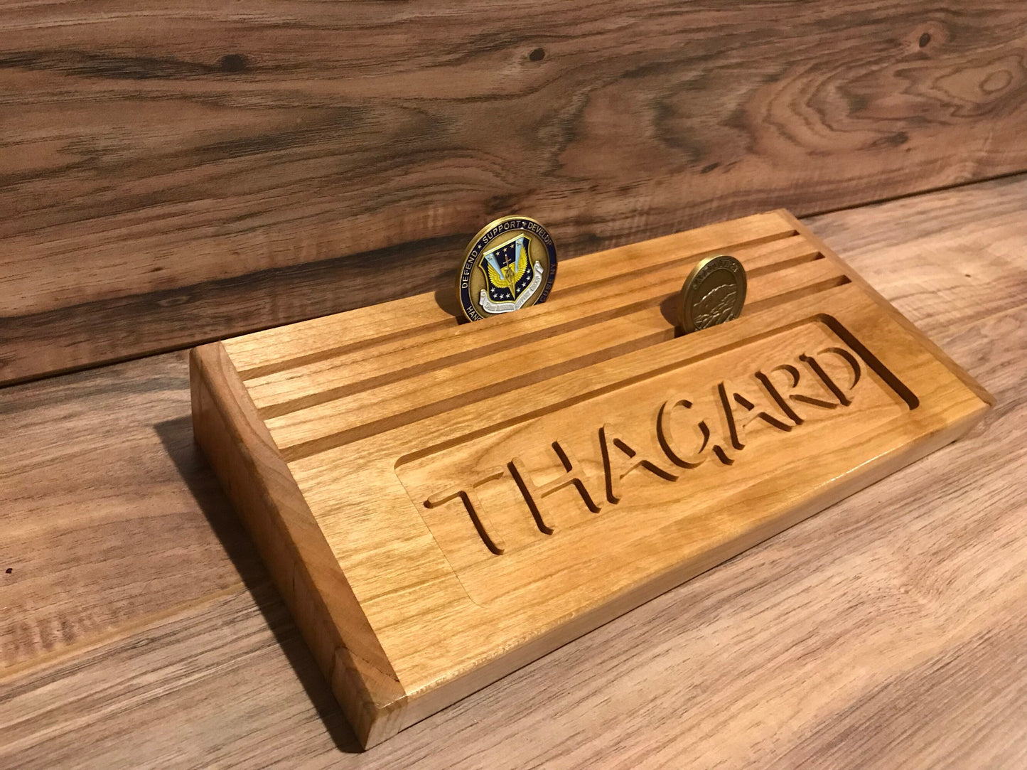 Personalized Military Challenge Coin Holder Army Air Force Marines Navy Graduation Fathers Day Christmas Retirement Engraved Mothers Day