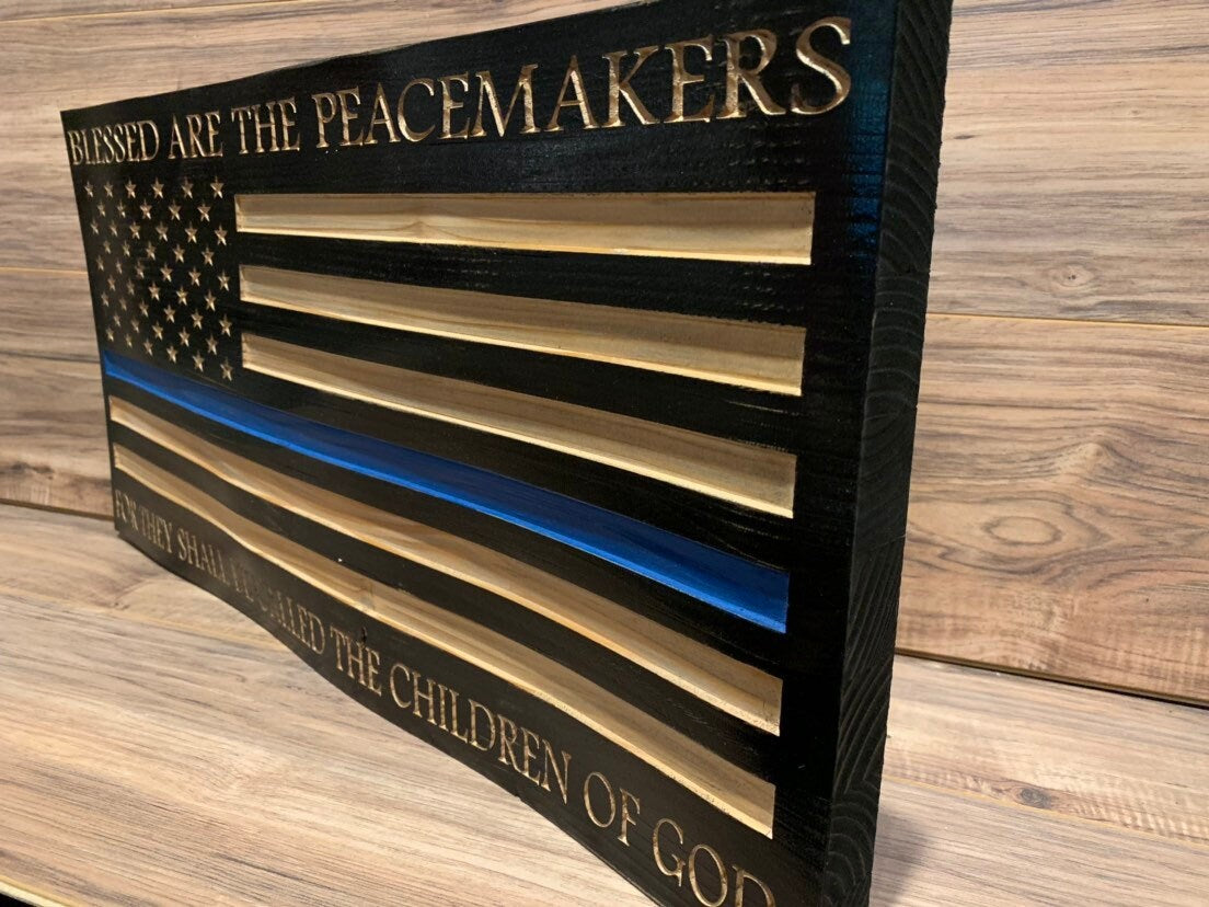 Peacemaker Police Officer Gifts Police Sign Rustic Thin Blue Line American Flag Home Decor Anniversary Fathers Day Christmas Graduation