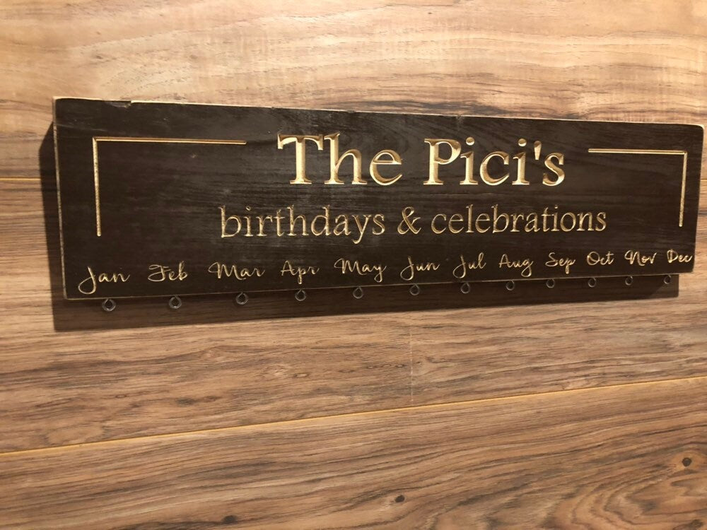 Family Celebration Board Personalized Family Birthday Calendar Mothers Day Gift Housewarming Custom Sign Home Decor Shabby Chic