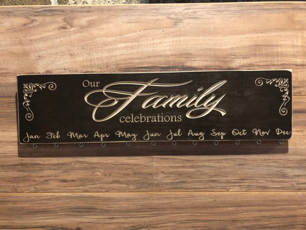 Family Celebration Board Personalized Family Birthday Calendar Mothers Day Gift Housewarming Custom Sign Home Decor Shabby Chic
