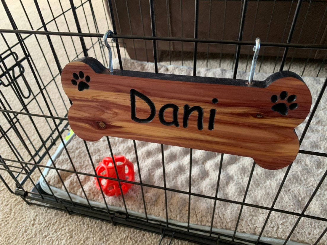 Custom Dog Bone Shaped Dog Name Tags, Personalized Pet Name Tag, Personalized Dog Name Sign, Carved Wood Signs