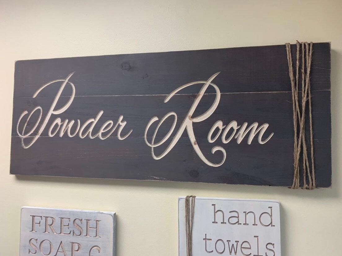 Powder Room Sign with Fresh Soap and Water, Bathroom Decor, Country Bathroom, Bathroom Sign, Farmhouse Decor, Half Bath Decor