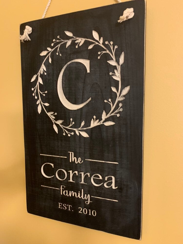 Monogram family sign, Farmhouse Sign, Wedding gift, rustic, Wood signs, Shabby Chic, home decor, anniversary, birthday, gifts for her