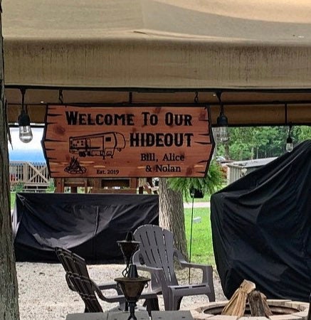 Personalized Cabin Retreat Sign Wooden Signs House Camp Sign Custom Outdoor Name Signs Custom Wood Signs Family Name Sign Trees RV Sign