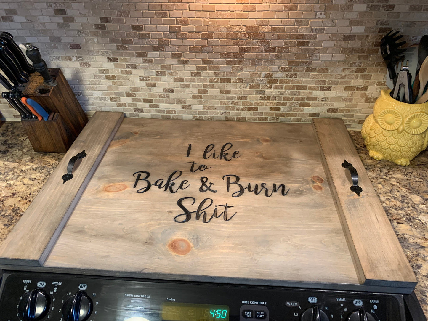 Personalized Carved Wooden Stove Cover, Kitchen Board, Wedding Gift, House Warming Gift, Anniversary Gift, Gas Stove Cover, Noodle Board