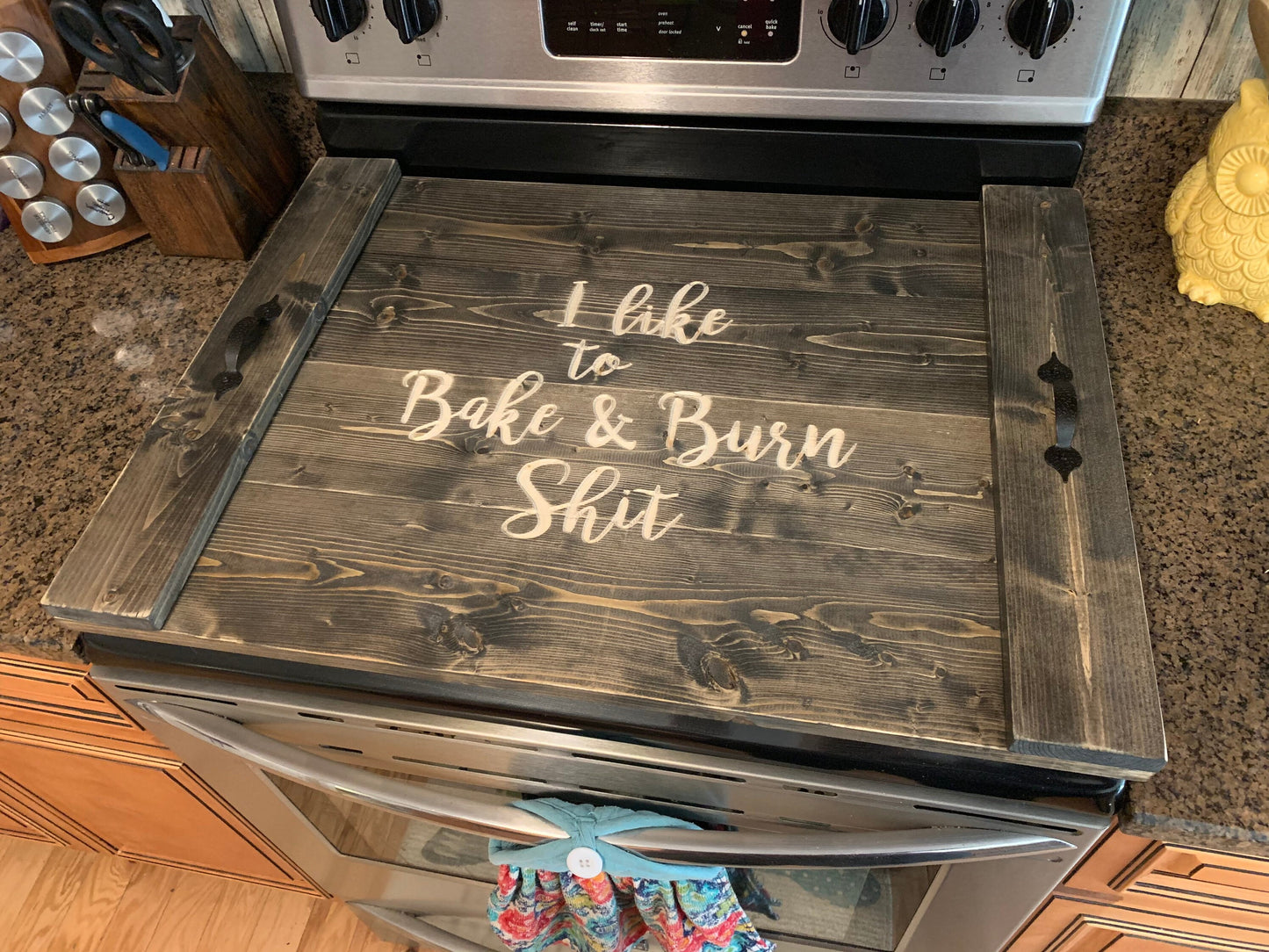 Personalized Carved Wooden Stove Cover, Kitchen Board, Wedding Gift, House Warming Gift, Anniversary Gift, Gas Stove Cover, Noodle Board