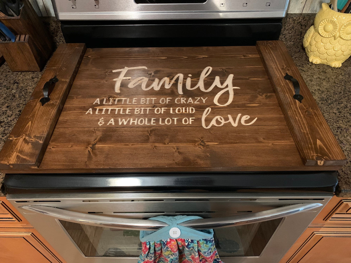 Personalized Carved Wooden Stove Cover, Kitchen Board, Wedding Gift, House Warming Gift, Anniversary Gift, Gas Stove Cover, Noodle Board