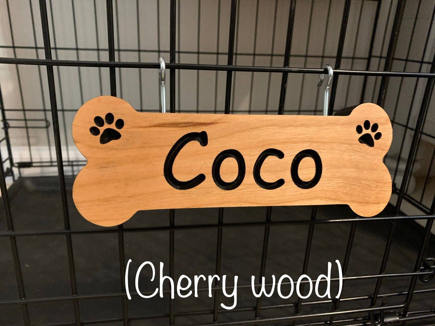 Custom Dog Bone Shaped Dog Name Tags, Personalized Pet Name Tag, Personalized Dog Name Sign, Carved Wood Signs