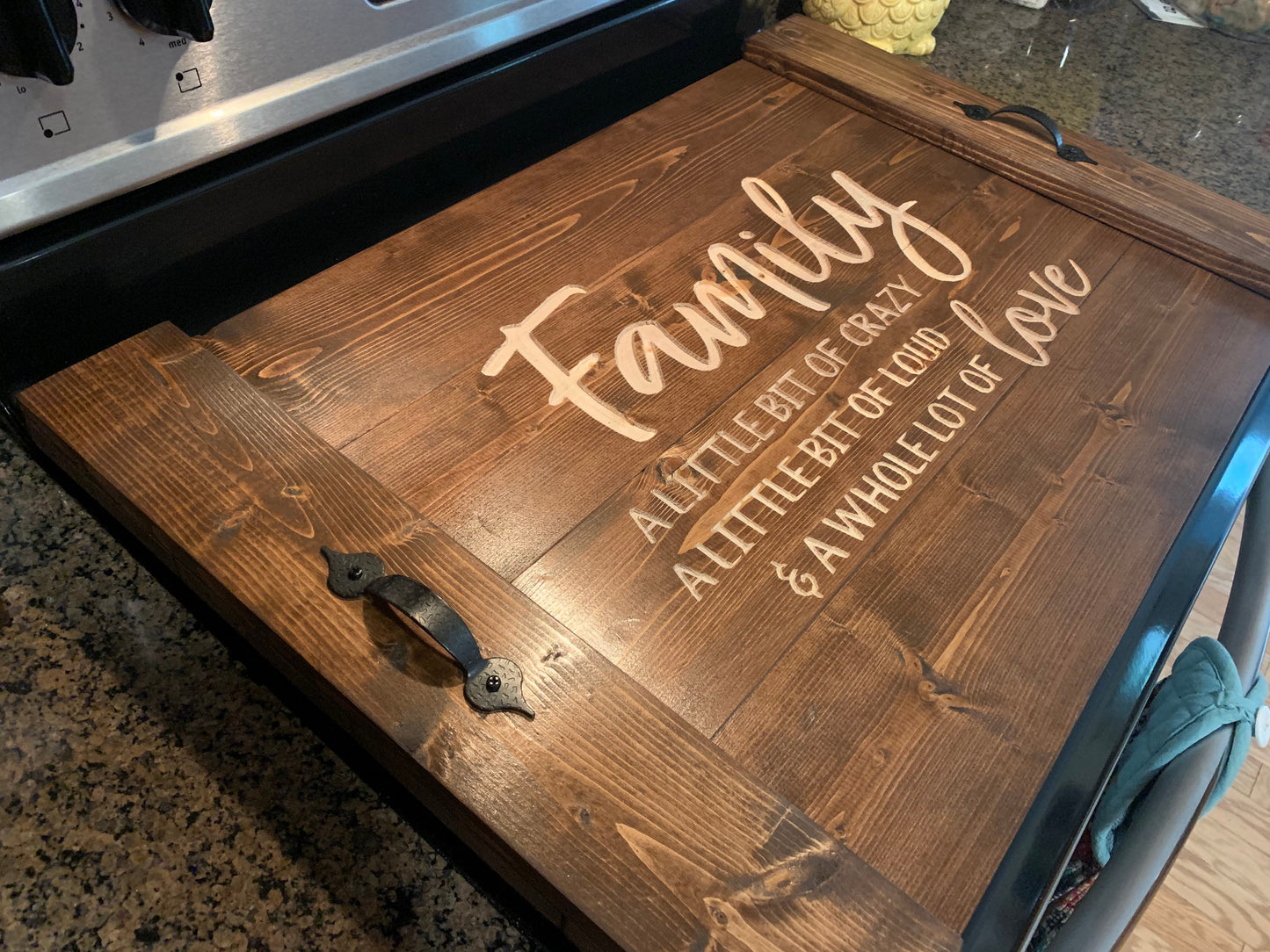 Personalized Carved Wooden Stove Cover, Kitchen Board, Wedding Gift, House Warming Gift, Anniversary Gift, Gas Stove Cover, Noodle Board