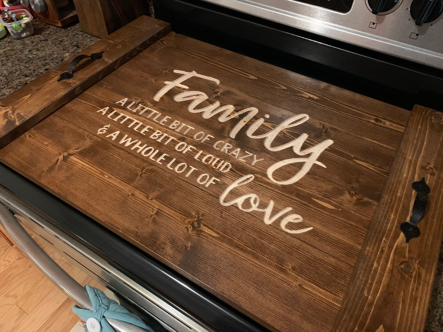 Personalized Carved Wooden Stove Cover, Kitchen Board, Wedding Gift, House Warming Gift, Anniversary Gift, Gas Stove Cover, Noodle Board