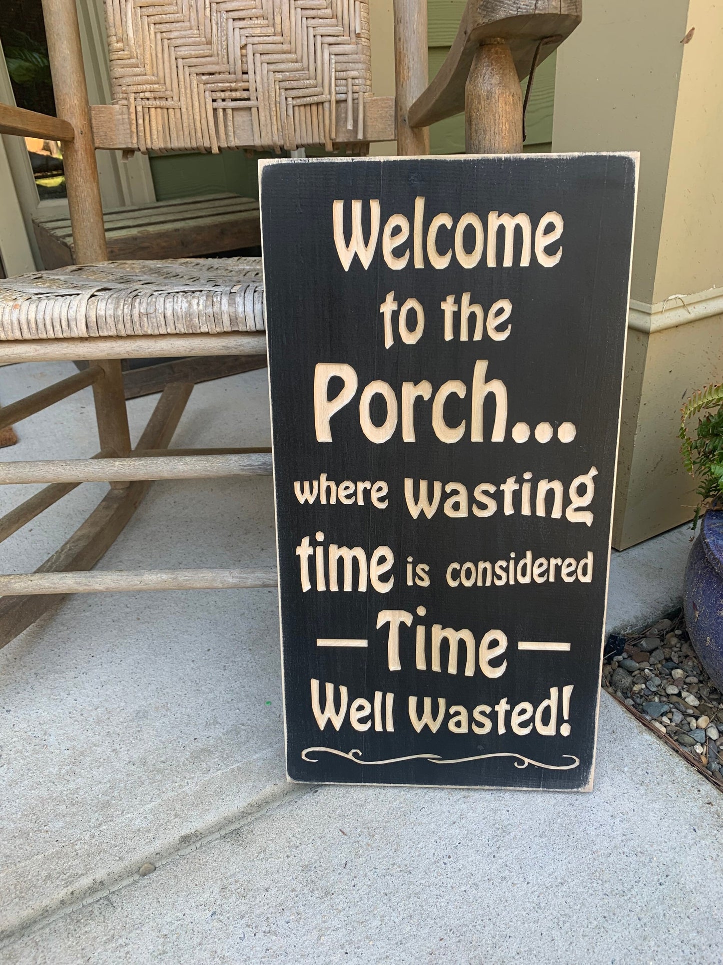 Porch, Happy Place, Farmhouse Sign, welcome , Wedding gift. Wood signs, time well wasted, home decor, Birthday, Gift for Her, Wooden Sign