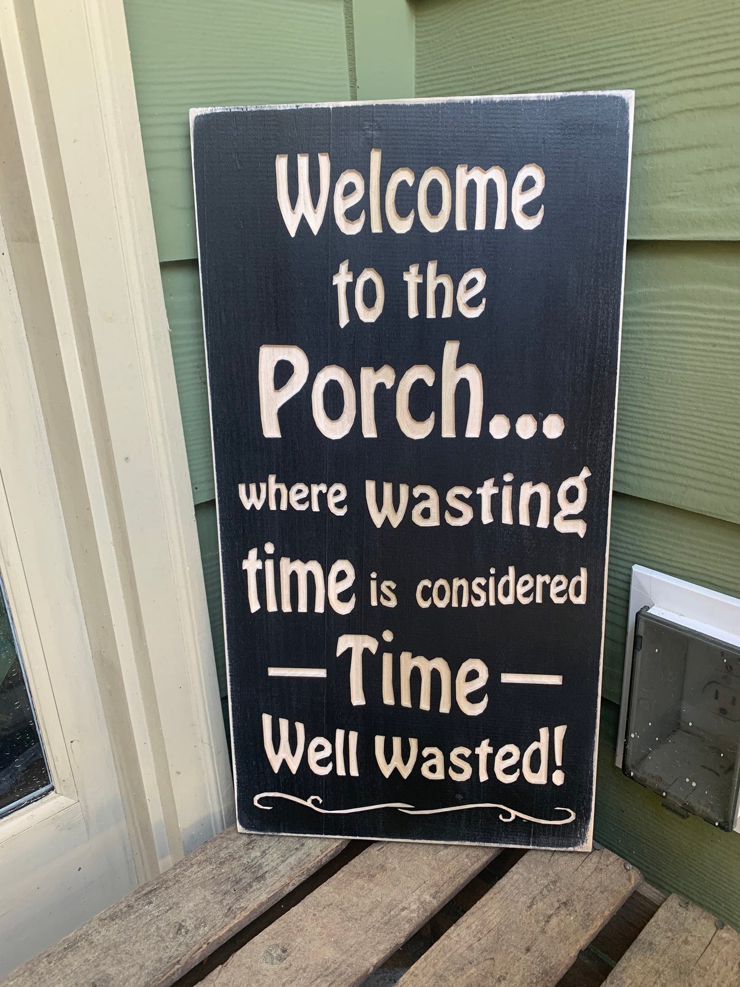 Porch, Happy Place, Farmhouse Sign, welcome , Wedding gift. Wood signs, time well wasted, home decor, Birthday, Gift for Her, Wooden Sign