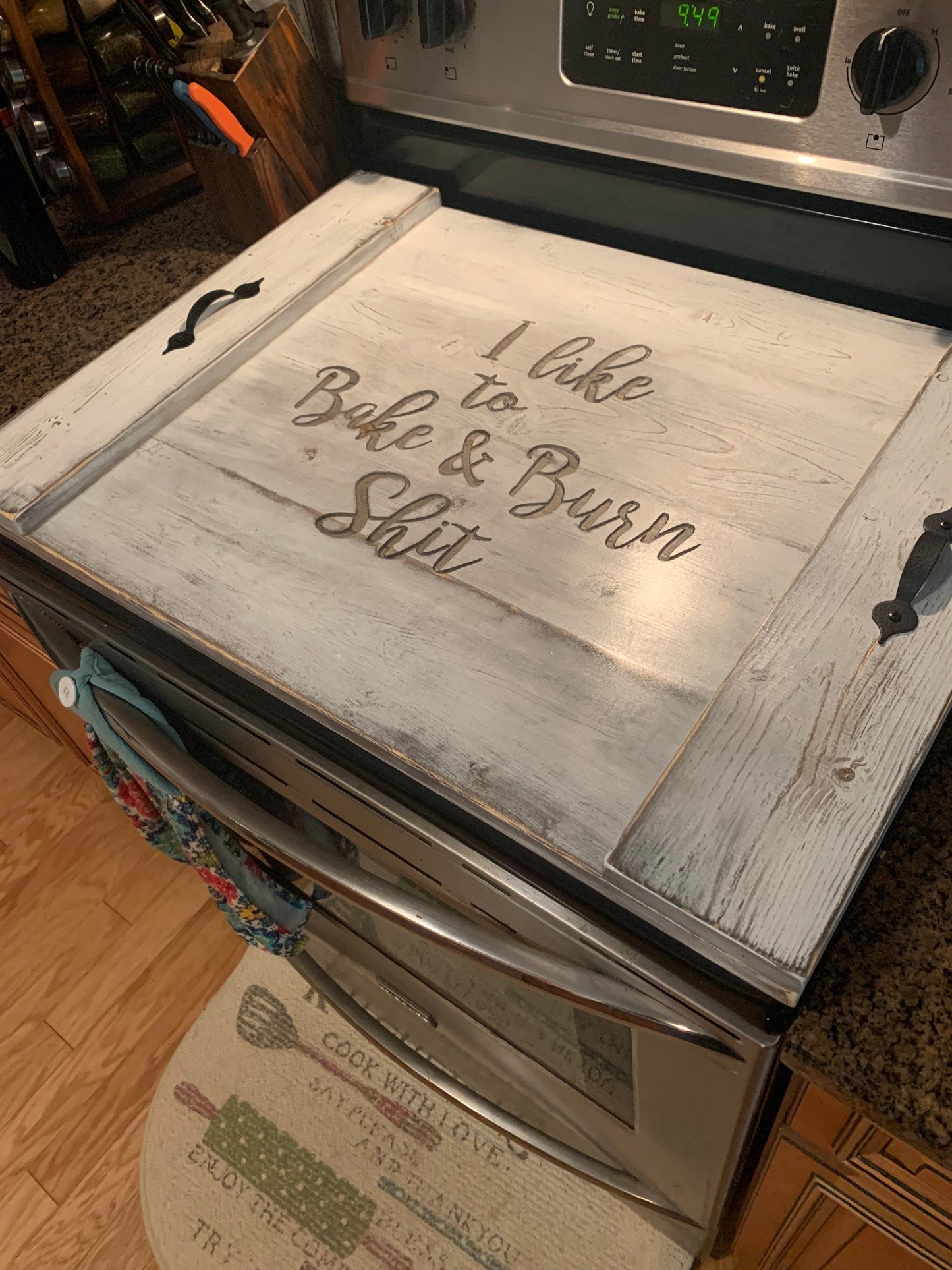 Personalized Carved Wooden Stove Cover, Kitchen Board, Wedding Gift, House Warming Gift, Anniversary Gift, Gas Stove Cover, Noodle Board
