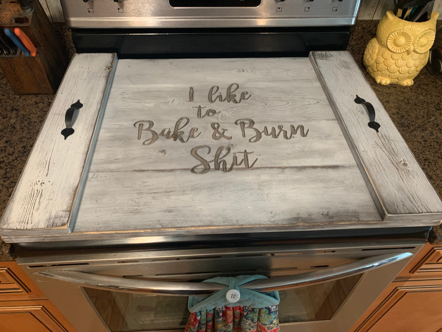 Personalized Carved Wooden Stove Cover, Kitchen Board, Wedding Gift, House Warming Gift, Anniversary Gift, Gas Stove Cover, Noodle Board
