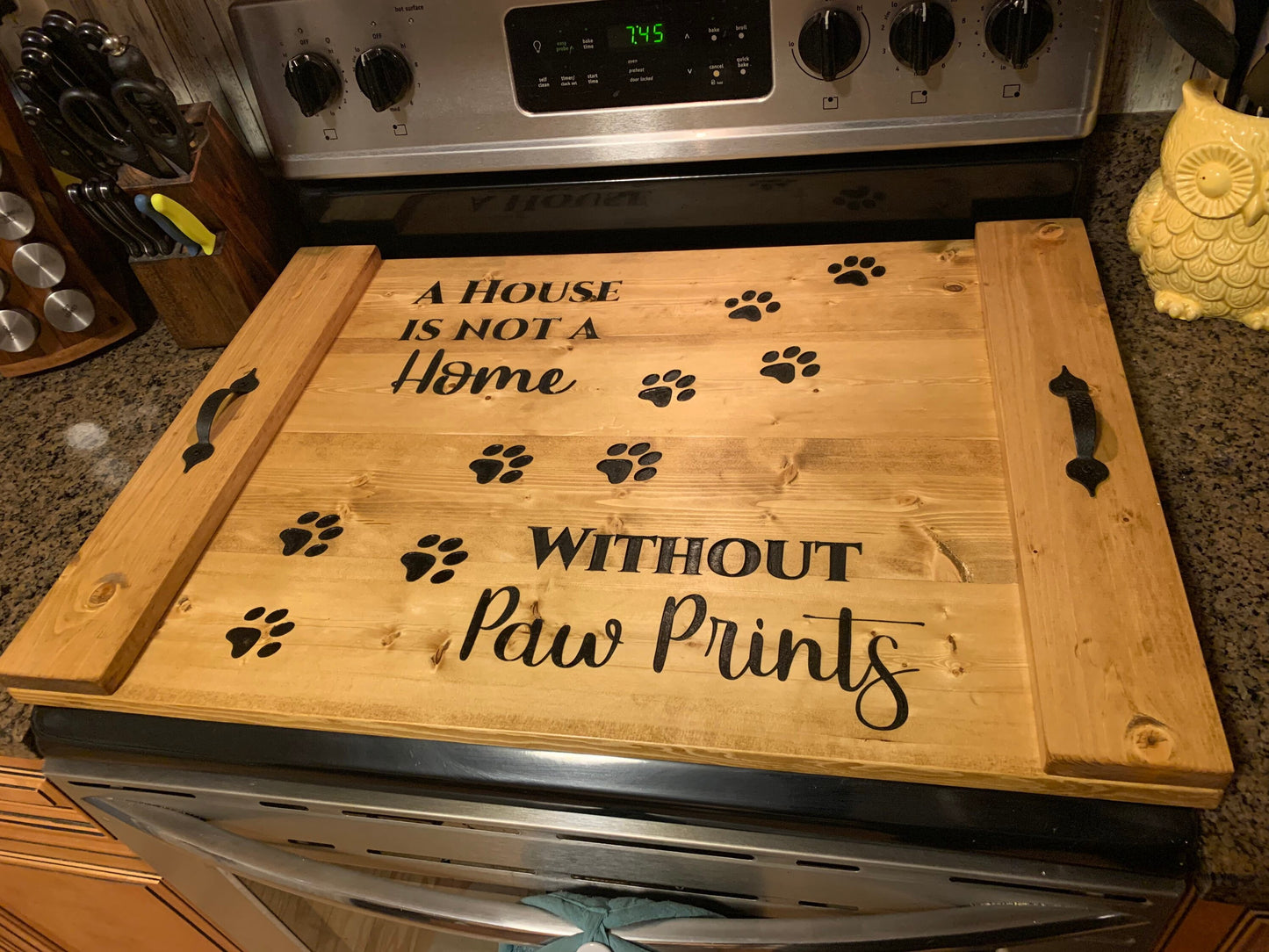 Personalized Carved Wooden Stove Cover, Kitchen Board, Wedding Gift, House Warming Gift, Anniversary Gift, Gas Stove Cover, Noodle Board