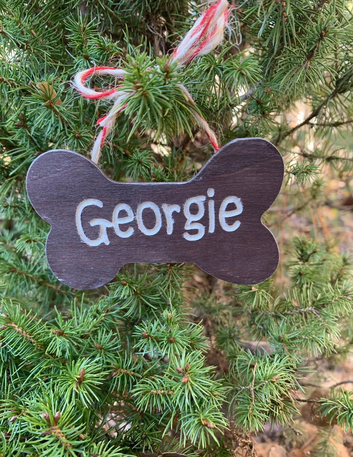 Wooden Dog Bone Ornament