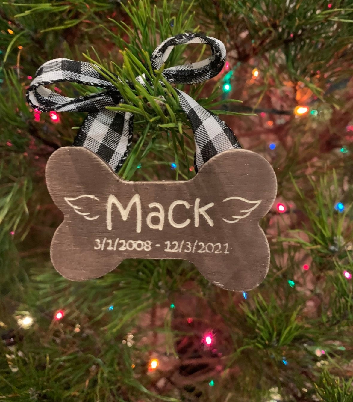 Wooden Dog Bone Ornament