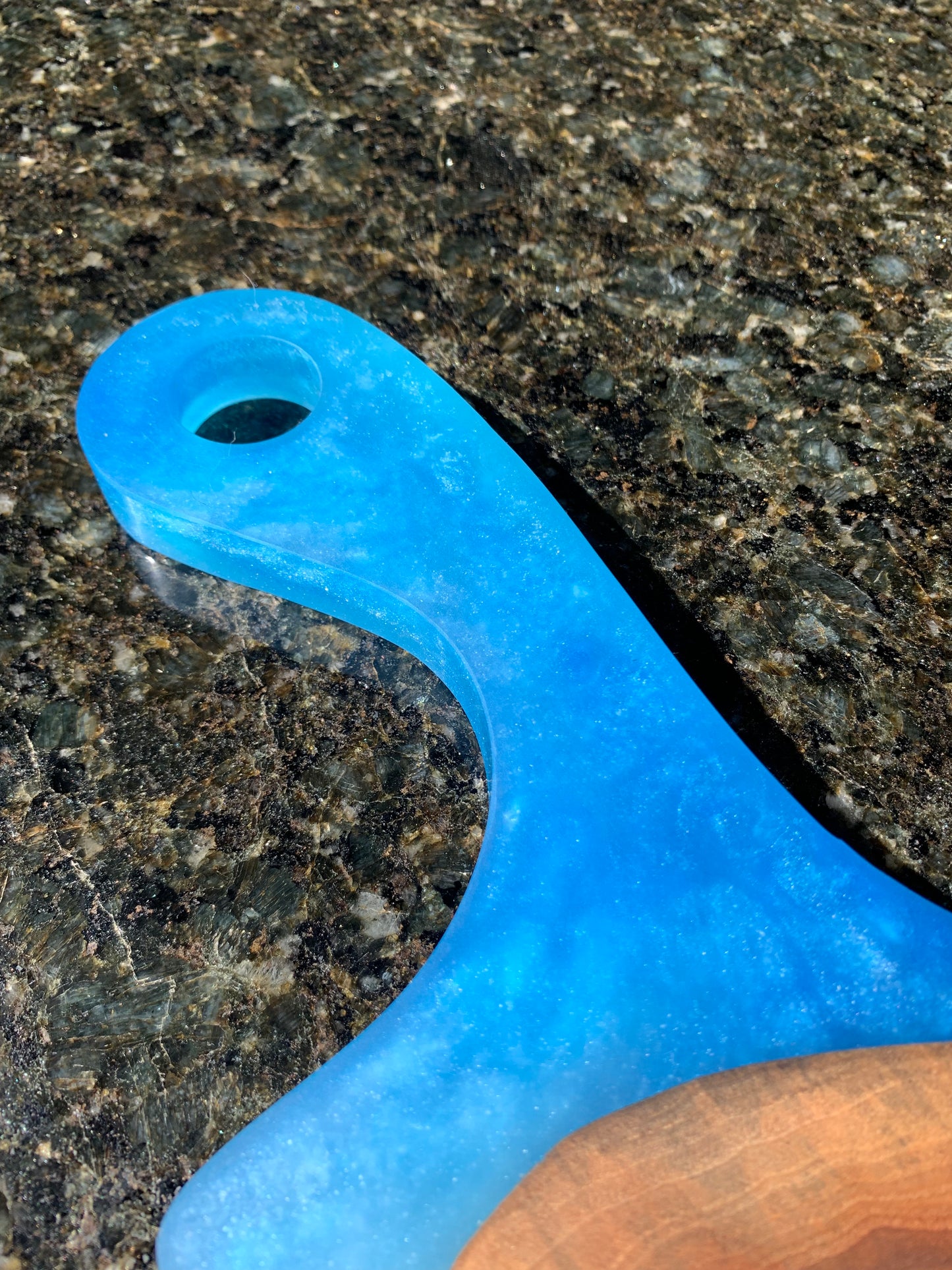 Walnut and blue epoxy charcuterie board