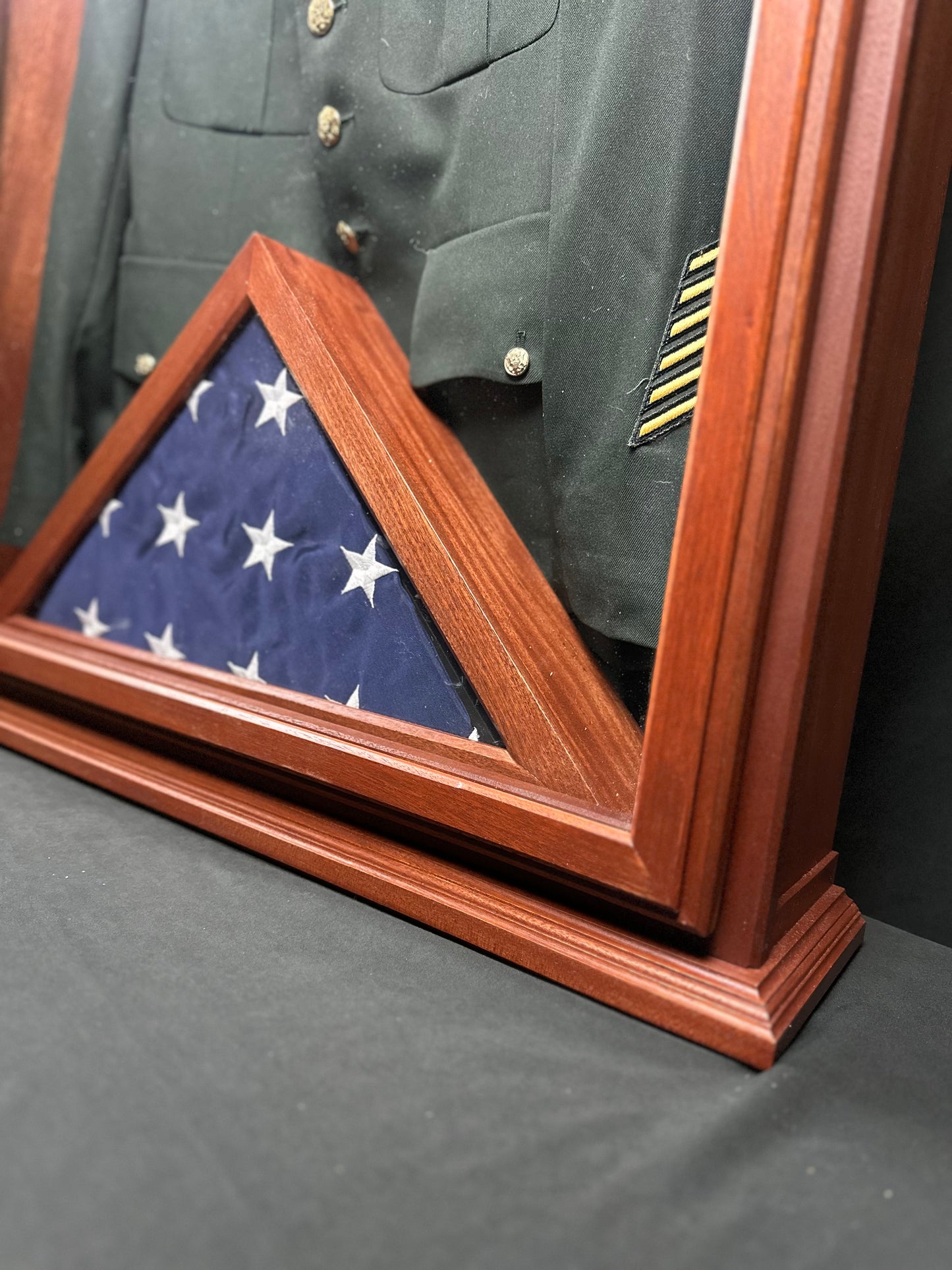 Deluxe Uniform Display Case with (optional) matching Flag Case