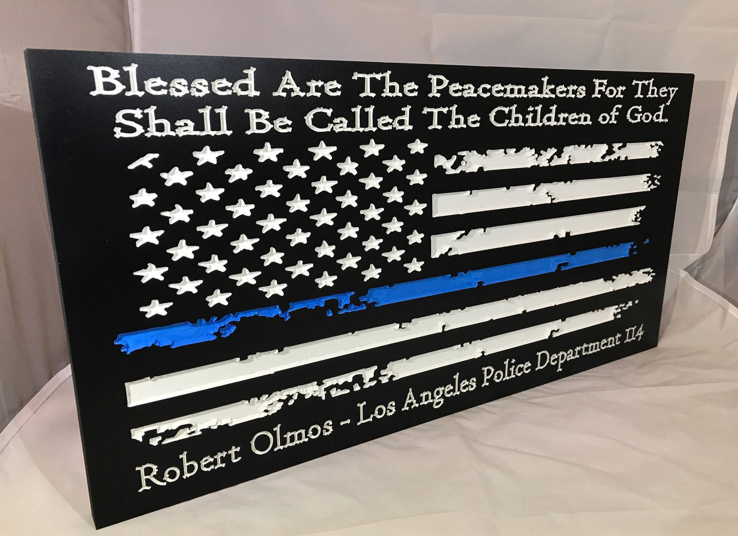 Personalized Police Officer Gifts Police Sign Rustic Thin Blue Line American Flag Home Decor Anniversary Fathers Day Christmas Graduation