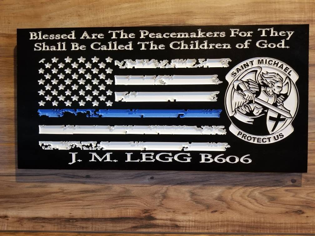 Personalized Police Officer Gifts Police Sign Rustic Thin Blue Line American Flag Home Decor Anniversary Fathers Day Christmas Graduation