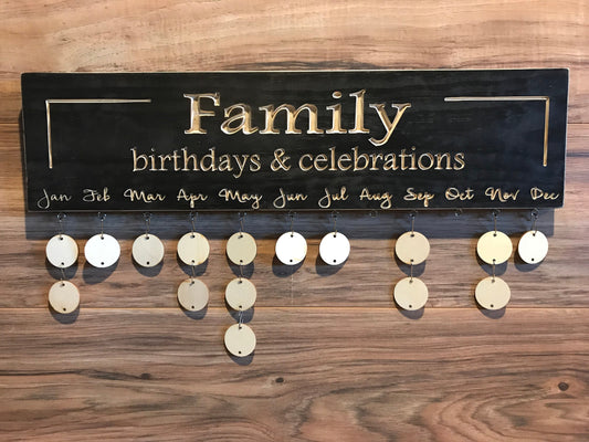 Family Celebration Board Personalized Family Birthday Calendar Mothers Day Gift Housewarming Custom Sign Home Decor Shabby Chic